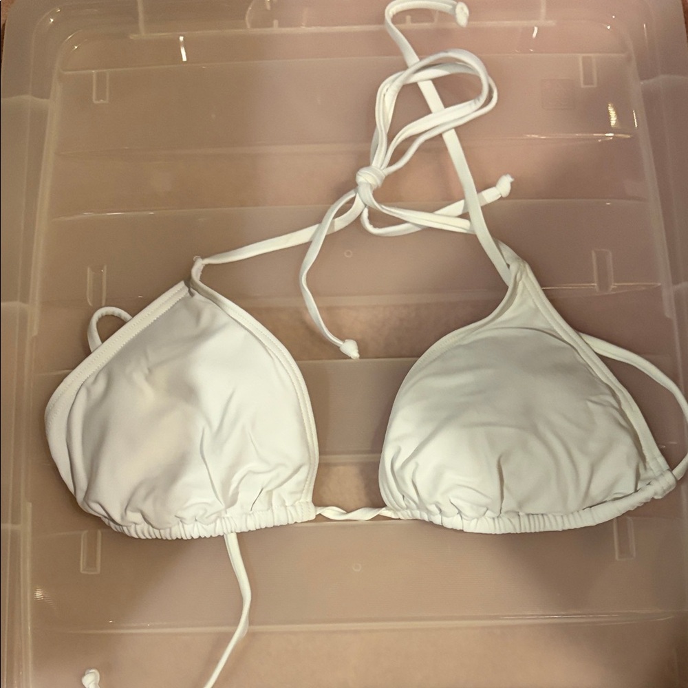 Classic White Triangle Bikini Top